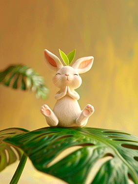 Illustration petite bulle avec lapin sur feuille